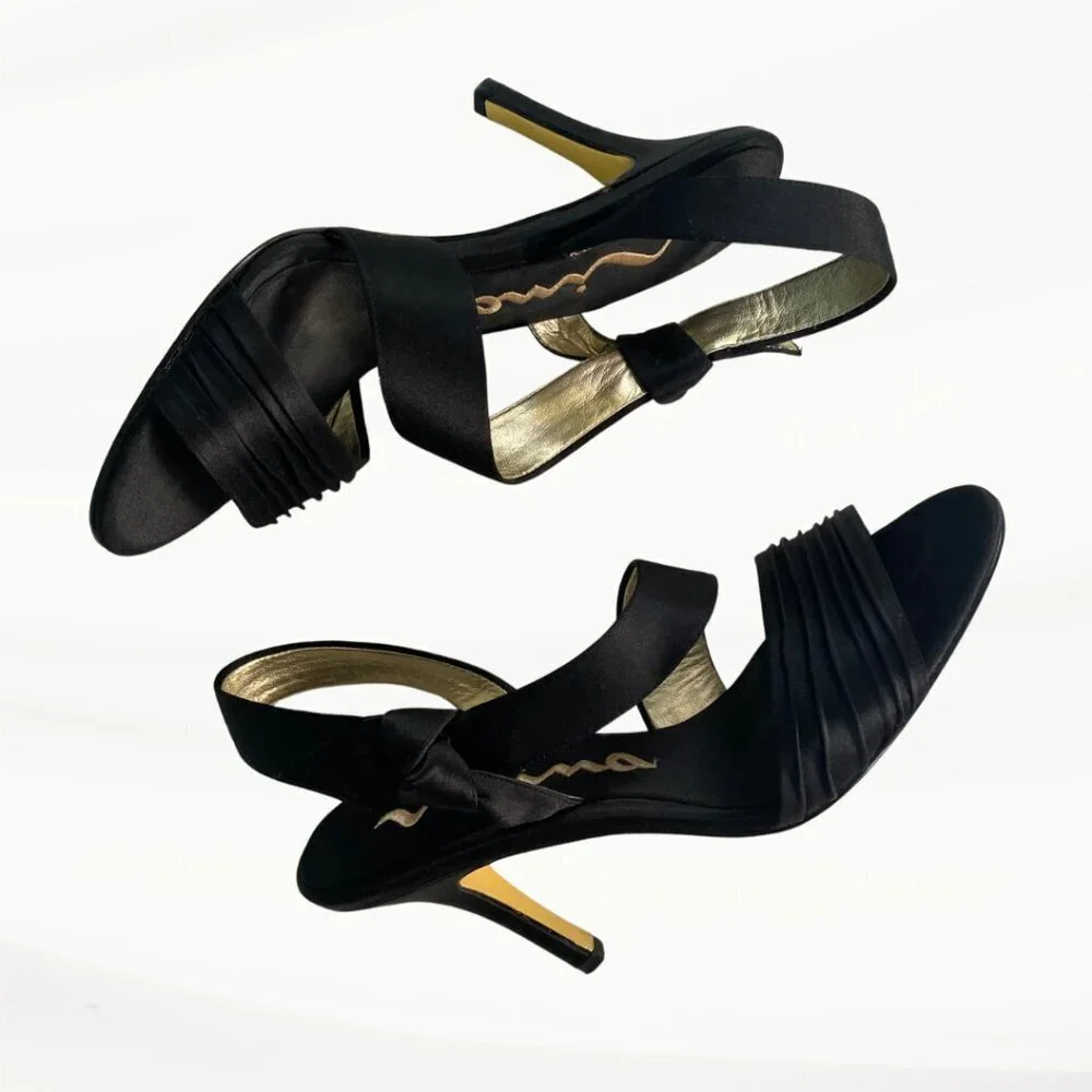 Nina Vitoria Black Luster Sandal, 3.5" Heels, Size 7.5 M US, 37.5 EU - Picture 6 of 11